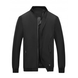  Men Zip Up Pocket Side Bomber Jacket