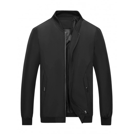  Men Zip Up Pocket Side Bomber Jacket