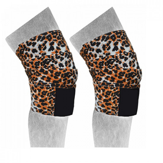  WEIGHT LIFTING KNEE WRAPS BANDAGES LEOPARD