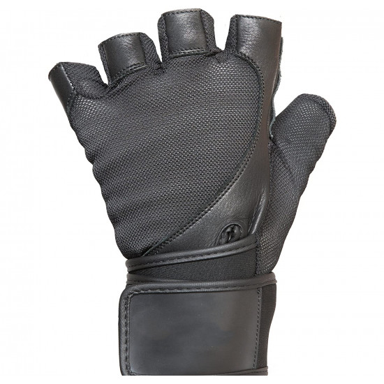 Wrist Wrap Weight Lifting Gloves w/Split Leather Palm