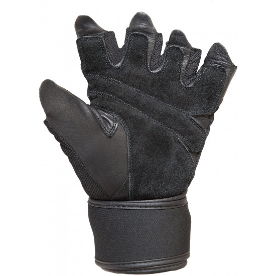 Wrist Wrap Weight Lifting Gloves w/Split Leather Palm