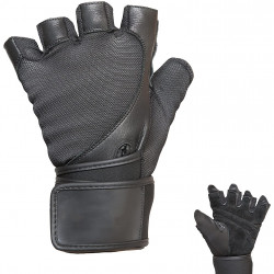 Wrist Wrap Weight Lifting Gloves w/Split Leather Palm