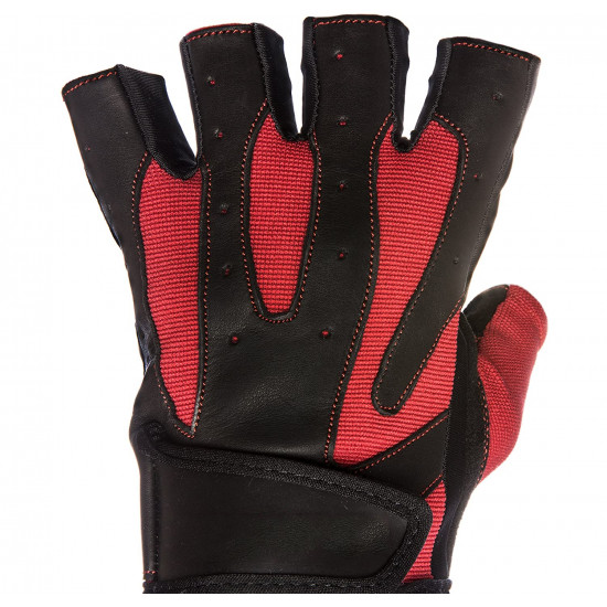 Mens Pro Leather Fingerless Weight Lifting Gloves