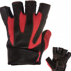 Mens Pro Leather Fingerless Weight Lifting Gloves