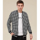 Men Striped Trim Houndstooth Bomber Jacket