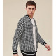 Men Striped Trim Houndstooth Bomber Jacket