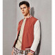  Men Striped Trim Two Tone Bomber Jacket