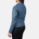 Kelsee Blue Leather Biker Jacket