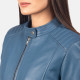 Kelsee Blue Leather Biker Jacket