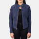 Kelsee Navy Blue Suede Biker Jacket