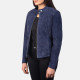 Kelsee Navy Blue Suede Biker Jacket