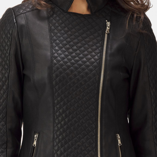 Orient Grain Quilted Black Leather Jacket