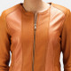 Sleeky Clean Tan Leather  Jacket