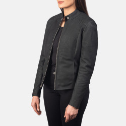 Kelsee Distressed Black Leather Jacket