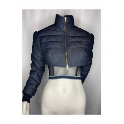 croptop denim bubble jacket