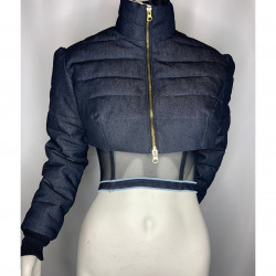 croptop denim bubble jacket