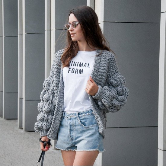 Gray Kimono Cardigan Bubble