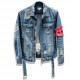  Men's Denim Jacket Ripped Distressed Jeans Jacket