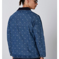  Printed Denim Jacket with Long Sleeves and Chest Pockets