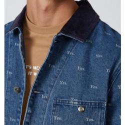  Printed Denim Jacket with Long Sleeves and Chest Pockets