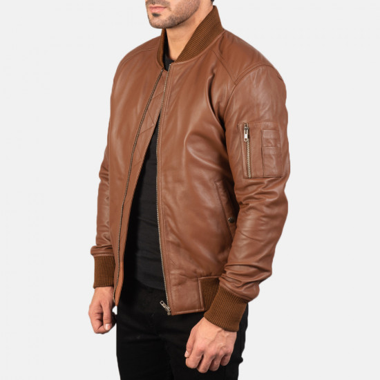  Brown Leather Bomber