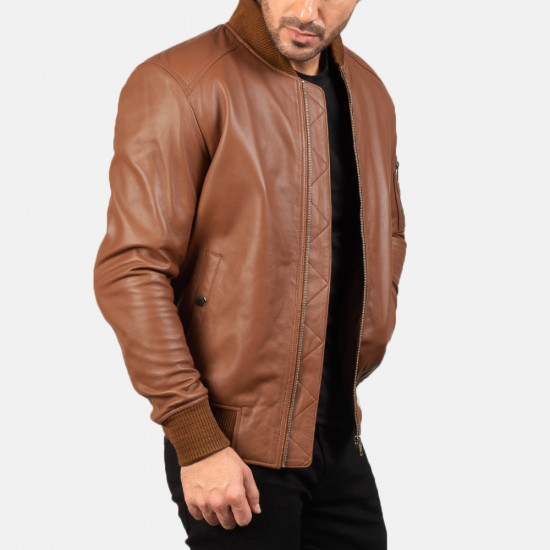  Brown Leather Bomber