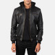 Black Leather Bomber Jacket