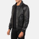 Coffmen Black Leather Bomber Jacket