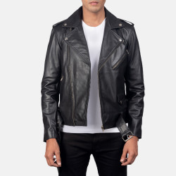  Black Leather Biker Jacket