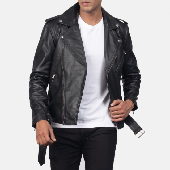  Black Leather Biker Jacket