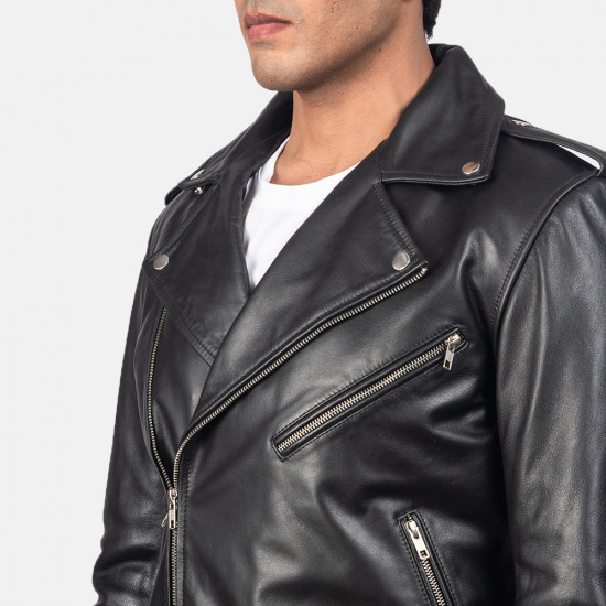  Black Leather Biker Jacket