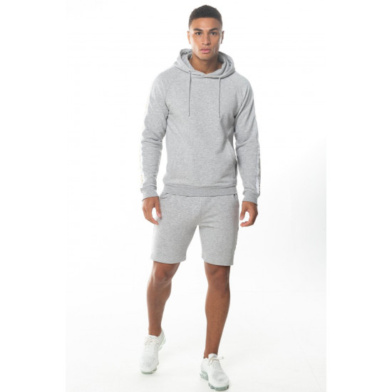  Taped Pullover Hoodie - Light Grey Marl/Gold