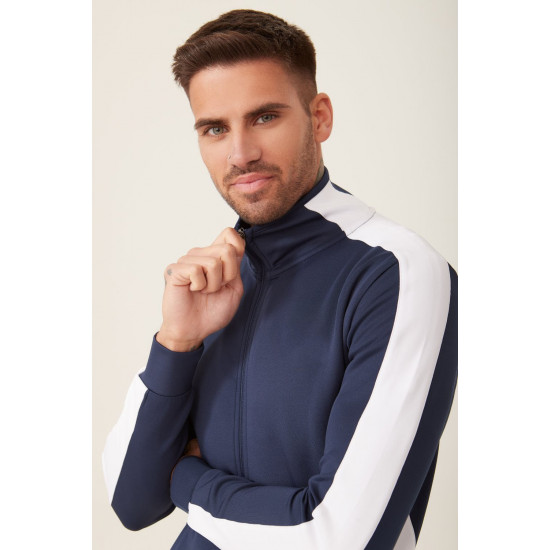 Full Zip Poly Panel Track Top - Insignia/White 