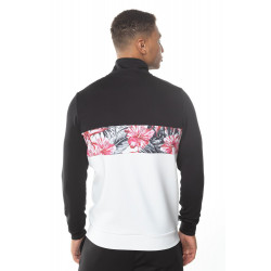  Floral Panel Block Poly Track Top - Black/White