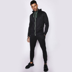 Colour Pop Trims Poly Track Pants - Black/Neon Green