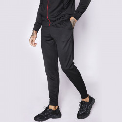 Colour Pop Trims Poly Track Pants - Black/Hot Red