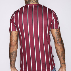 Pin Stripe T-Shirt - Burgundy/White