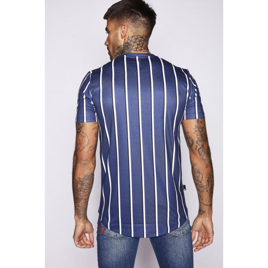 Pin Stripe T-Shirt - Navy/White