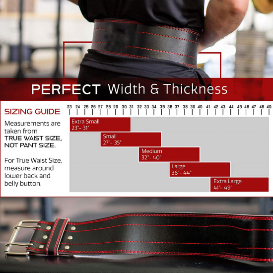 Dark Iron Fitness Genuine Leather Pro Weight Lifting Belt for Men and Women