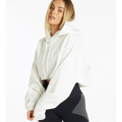 Pursue Fitness Oversized Crop Hoodie White