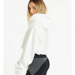 Pursue Fitness Oversized Crop Hoodie White