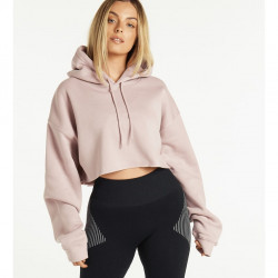 Pursue Fitness Oversized Crop Hoodie Dusky Pink