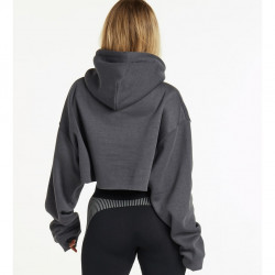 Pursue Fitness Oversized Crop Hoodie Charcoal