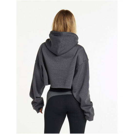 Pursue Fitness Oversized Crop Hoodie Charcoal