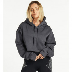 Pursue Fitness Oversized Crop Hoodie Charcoal