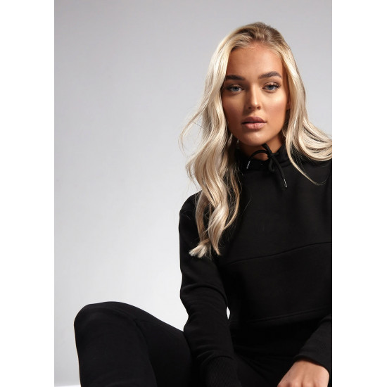 SKY HOODED CROP - BLACK