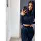 SKY HOODED CROP - BLACK