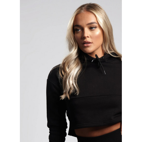 SKY HOODED CROP - BLACK