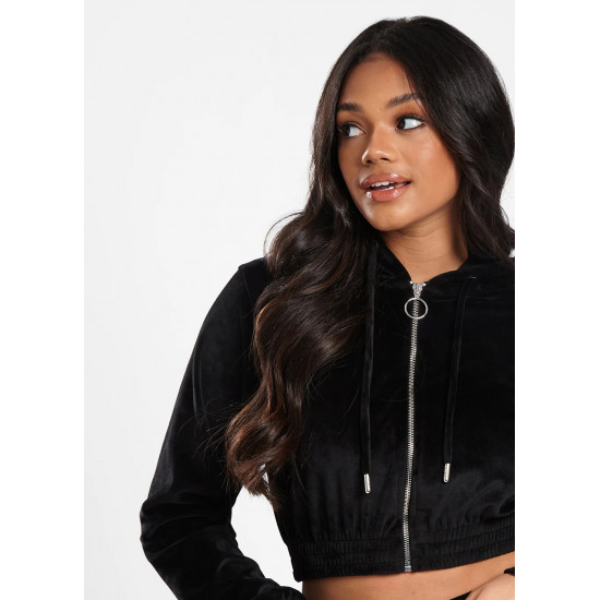  TEMPLE VELOUR TRACKSUIT TOP - BLACK